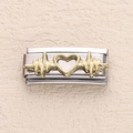 Italian modular charm link in silver and gold with EKG heart design for DIY bracelet - Gold Heart Heartbeat Style (16)
