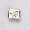 Italienischer Charm für DIY-Armband mit goldenem Papierflugzeug und rotem Herz - Papierflieger