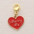 Κόκκινο σμάλτο καρδιά με κείμενο Merry Me και χρυσό κούμπωμα καραμπίνερ για DIY - Merry Me Κόκκινη Καρδιά Στυλ (7)