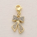 Golden alloy bow pendant with lobster clasp and sparkling rhinestones for DIY jewelry - Gold Full Rhinestone Bow (14)