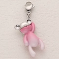 Detailed close-up of a pink enamel bear charm with silver lobster clasp for DIY jewelry - Pink and White Gradient Bear Pendant Style (ZT-DZ-430)
