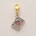 Alloy spade poker pendant with pink crystals and lobster clasp for DIY jewelry - Pink White Rhinestone Spades (13)