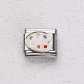 Italienisches Modul-Armband aus Edelstahl mit einem bunten Emaille-Farbpalette-Motiv - Bunte Palette
