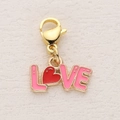 Pink LOVE enamel pendant with red heart and gold lobster clasp for DIY jewelry - Pink LOVE Letters With Red Heart Style (1)