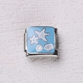 Charme italien en émail bleu avec motifs d'étoile de mer et coquillage blanc - Motif Coquille d'Étoile de Mer Blanche (11)