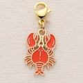 Cartoon red lobster charm with lobster clasp, gold-plated enamel ocean animal pendant - Lobster Shape (2)