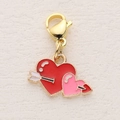 Red heart enamel charm pendant with golden lobster clasp for DIY jewelry making - Red Pink Heart With Arrow Style (4)
