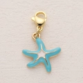 Golden starfish charm with sky blue enamel and lobster clasp for DIY jewelry - Blue Enamel Starfish (1)