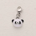 Cartoon panda charm with lobster clasp and black white enamel finish for DIY necklaces - Black and White Cartoon Panda Head Style (ZT-DZ-430)