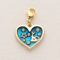 Blue enamel heart charm pendant with gold star and cat details featuring lobster clasp - Starry Blue Heart (5)