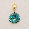 Golden alloy zodiac constellation pendant with blue enamel and lobster clasp - Lake Blue Starry Disk (4)