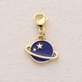 Blue planet alloy pendant with gold stars and lobster clasp for DIY jewelry - Blue Saturn With Ring (5)