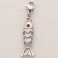 Silver fish charm pendant with red rhinestone eye and lobster clasp for DIY jewelry - Silver Red Eye Fish (8)