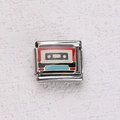 Italienisches Modul-Armbandelement mit buntem Retro-Kassetten-Design aus Emaille - Vintage Kassette