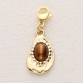 Gold-plated alloy pendant with brown cat eye stone and lobster clasp for DIY jewelry - Gold Teardrop Cat Eye Stone (8)