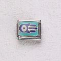 Italienisches Modul-Armbandelement aus Edelstahl mit Hamsa-Hand und Evil-Eye-Emaille - Hamsa Hand