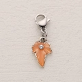 Orange enamel leaf pendant with rhinestone center and silver lobster clasp for DIY - Orange Enamel Single Rhinestone Leaf (9)