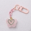 Portachiavi cuore rosa con strass di cristallo e finitura opaca per borse e chiavi - Stile Cuore Rosa con Strass (1)