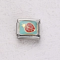 Italienischer Edelstahl-Charm mit rotem Marienkäfer auf hellblauem Emaille-Hintergrund - Marienkäfer
