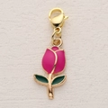 Pink tulip flower pendant charm with gold metal lobster clasp for DIY jewelry making - Pink Tulip Pendant (11)