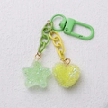 Green star and yellow heart keychain with sugar-frosted resin texture for bag decor - Light Green Star and Bright Yellow Heart (7)