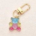 Portachiavi orsetto in resina colorata con sfumatura glitterata e chiusura in metallo oro - Stile Orso Brillantini Sfumati (3)