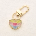 Portachiavi creativo a forma di cuore in resina glitterata con chiusura in metallo dorato - Stile Brillantini Sfumati Cuore (1)
