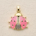 Pink enamel ladybug charm with gold plating and sparkling cubic zirconia stones - Pink Ladybug Pave Rhinestone (3)
