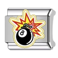 Italian modular charm in stainless steel featuring a black 8-ball bomb design - Cartoon Bomb 8 Ball Style (6)
