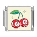 Italian modular charm in stainless steel featuring an 8-ball cherry design in red and black - Enamel Cherry 8 Ball Style (9)