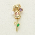 Golden tulip charm pendant with pearls and zircons for DIY necklaces and jewelry making - Golden Tulip Bud Style (5)