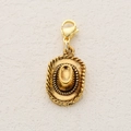 Vintage gold cowboy hat charm pendant with lobster clasp for DIY jewelry making - Vintage Cowboy Hat Style 1