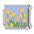 Italian modular charm link in stainless steel with yellow tulip enamel flower design - Yellow Tulip Lavender Base (5)