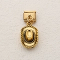 Golden western cowboy hat charm on Italian modular stainless steel bracelet link - Retro Hat Style (5)