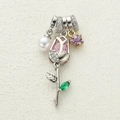 Silver DIY rose pendant with pink crystal, white pearl and purple star charm - Silver Rose Bud Style (6)