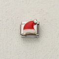 Charm italiano per bracciale fai-da-te con cappello di Babbo Natale e strass colorato - Stile Cappello di Babbo Natale Rosso e Bianco (1)