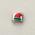 Charm italiano in acciaio inossidabile con cappello di Babbo Natale smaltato e strass - Stile Cappello di Babbo Natale Rosso e Verde (2)