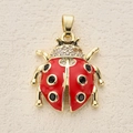 Vergoldeter Marienkäfer Anhänger mit roter Emaille und Strasssteinen für DIY Schmuck - Roter Marienkäfer Schwarze Punkte (11)