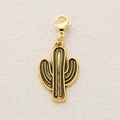 Golden cactus pendant charm with lobster clasp for DIY jewelry and bracelets - Gold Color Cactus Style