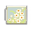 Italian modular charm in stainless steel featuring white enamel flowers on light blue base - White Flowers Light Blue Base (11)