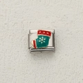 Charm per bracciale italiano in acciaio inossidabile con calza di Natale verde - Stile Calza di Natale in Smalto Verde (3)