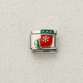 Charm modulare per bracciale italiano in acciaio con calza di Natale rossa - Stile Calza di Natale Fiocco di Neve Rosso Verde (4)