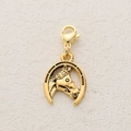 Golden horseshoe and horse head charm with lobster clasp for DIY jewelry making - Horse Head Horseshoe Style