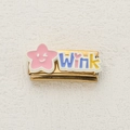 Italian charm link in gold stainless steel with pink star smiley and Wink design - Star Wink Style (4)