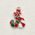 Feestelijke zuurstok hanger van legering met rode strik en afwerking van emaille - Zuurstok Stijl (1)