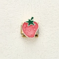 Maglia charm italiana con fragola rossa su base in acciaio inossidabile dorato - Forma di Fragola (4)