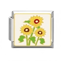 Italian modular charm in stainless steel featuring golden sunflower enamel design - Sunflower Off White Base (16)
