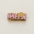 Italian charm link in gold stainless steel with pink HAPPY letters and yellow smiley face - Smile Happy Style (5)