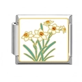 Italian modular charm in stainless steel featuring white and yellow daffodil enamel design - Yellow White Daffodil (17)