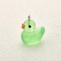 Green translucent duck resin pendant with glitter and silver metal loop for DIY accessories - Green Translucent Little Duck (1)